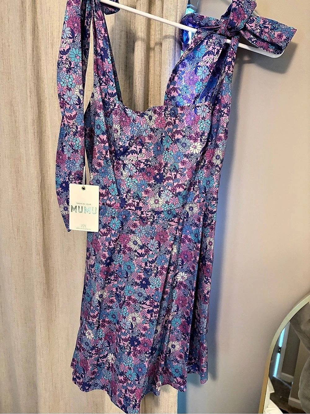Show me your MUMU Floral Mini Dress in Purple & Pink NWT
